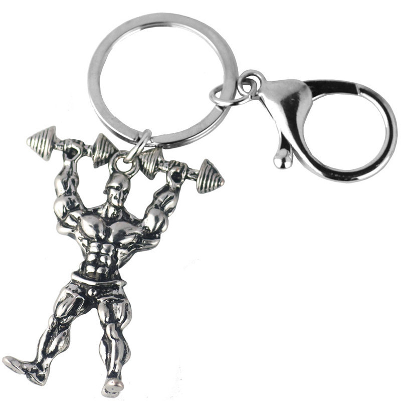 Fashion arm muscles male key chain body-building antique silver key chain
