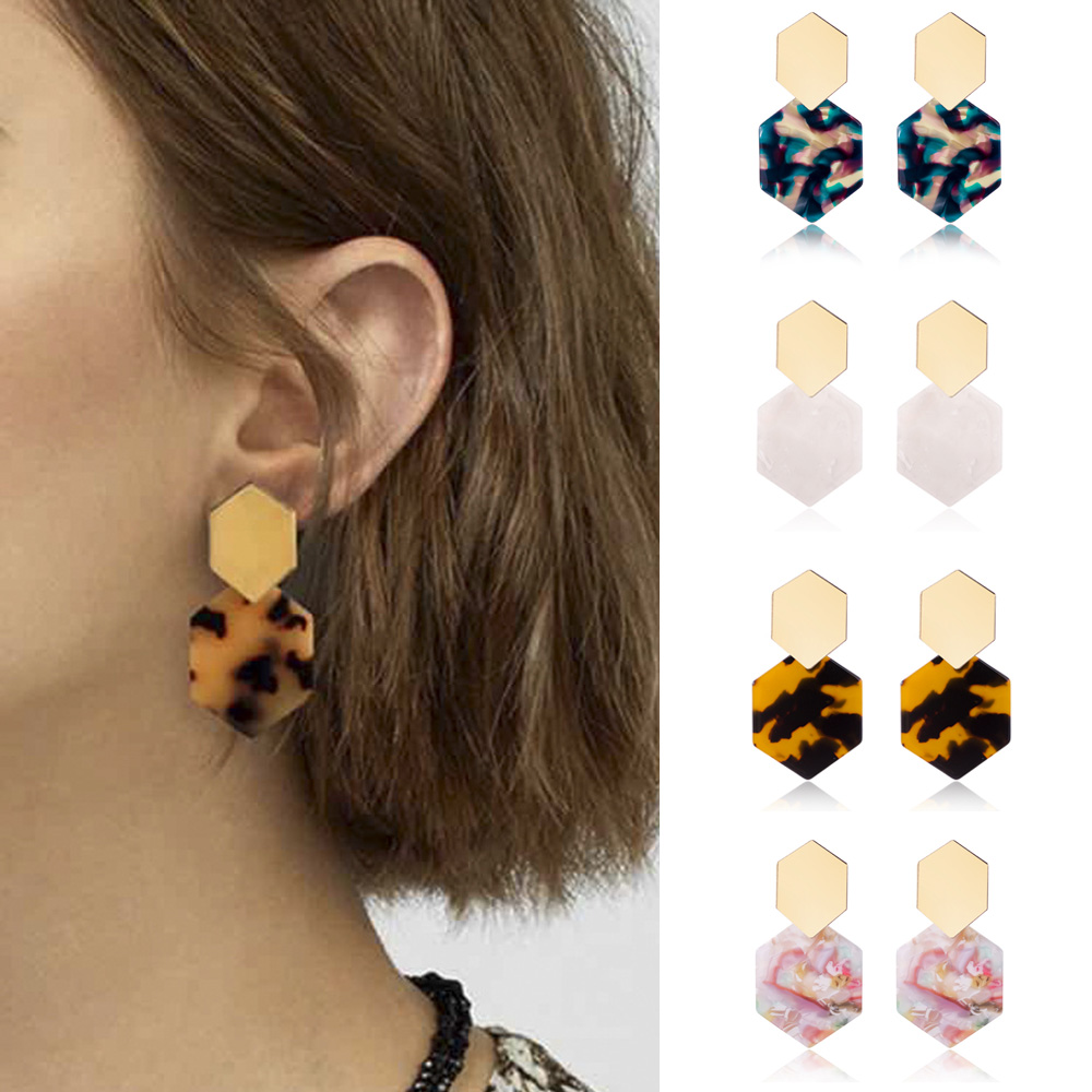 2021 Fashion Bohemian Statement Acrylic Hoop Earrings Womens 7 colors Acetate Stud Earring Jewelry Gifts IE0527