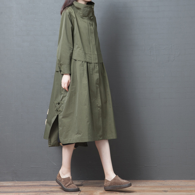 Trench Coat Women 2019 New Joker Korean Version of Loose Large Size Foreign Style High Collar Long Windbreaker, Army green
Trench Coat Women 2019 New Joker Korean Version of Loose Large Size Foreign Style High Collar Long Windbreaker, Army green