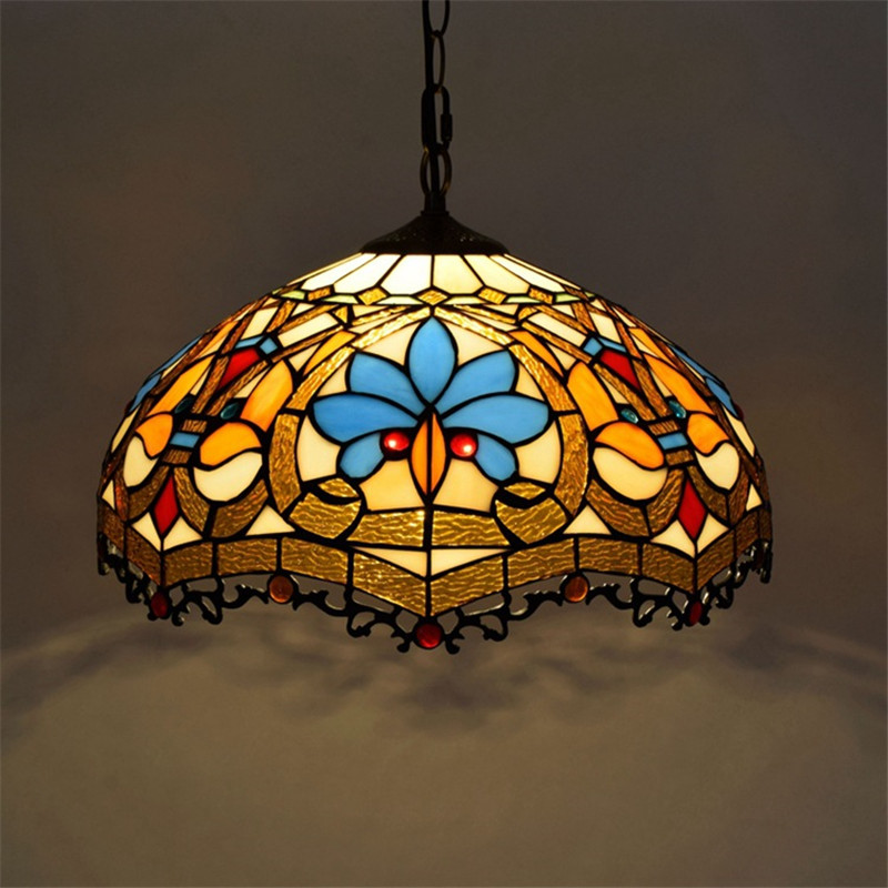 16 inch European retro creative glass lamp Tiffany stained glass love decoration living room dining room bedroom chandelier TF043