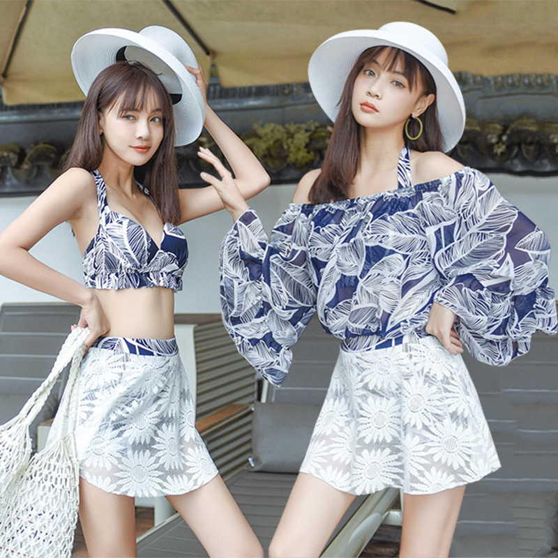 Swimsuit Female Skirt One-shoulder Three-piece Small Chest Gathered Sexy Slimming Hot Spring Bathing Suit Soft Breathable 
Swimsuit Female Skirt One-shoulder Three-piece Small Chest Gathered Sexy Slimming Hot Spring Bathing Suit Soft Breathable
