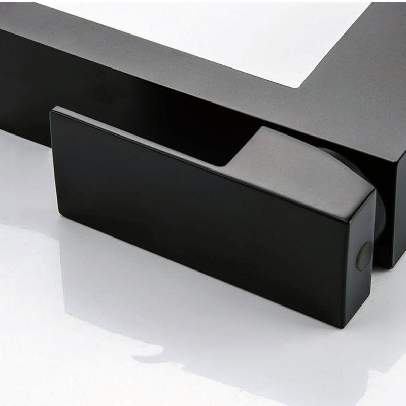 Simple Square Black Bathroom Tap Soild Brass Basin Faucet Single Hole Deck Mounted High Quality Chrome Bathroom Water Mixer