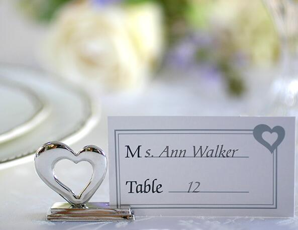 Heart Shape Place Card Holder Table Cardholder Tabletop Menu Harp-Clip Number Recipe Reserved Card Holders for Restaurants Weddings Banquets