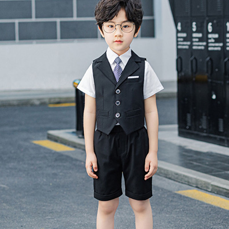 Boys Clothing Sets Kids 4 Pcs Solid Cotton Vest & Shirts Tops & Shorts Pants Tie Clothes Suits Children Performance Costume, Black
Boys Clothing Sets Kids 4 Pcs Solid Cotton Vest & Shirts Tops & Shorts Pants Tie Clothes Suits Children Performance Costume, Black
