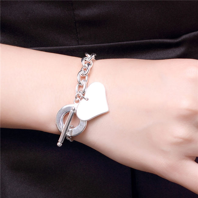 Hot sale best gift 925 silver Wan heart brand TO Bracelet DFMCH285, Brand new 925 sterling silver plated Chain link bracelets high grade