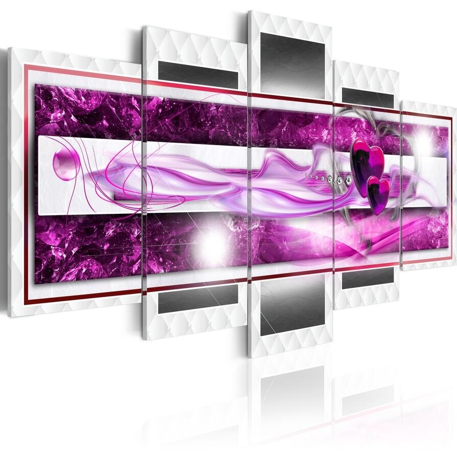 5 Pieces Fashion Wall Art Canvas Painting Abstract Golden Texture Blue Hand Purple Heart Modern Home Decoration,Choose Color:4 And Size :2(N