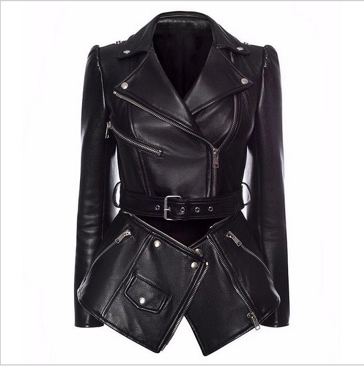 Hot New Arrive Top Quality Original Design Women' Slim Leather Jacket Coat Removable Hem Black Diagonal zipper Motorcycle Jacket 1893
Hot New Arrive Top Quality Original Design Women' Slim Leather Jacket Coat Removable Hem Black Diagonal zipper Motorcycle Jacket 1893