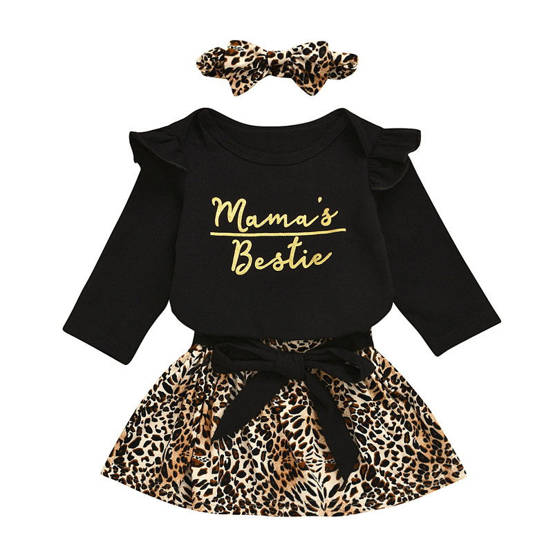 Baby Girls Dress Suits Infant Letter Ruffler Romper Tops Kids Casual Clothes Girls Lace Leopard Skirts Headband Toddler Casual Outfit 06, Black
Baby Girls Dress Suits Infant Letter Ruffler Romper Tops Kids Casual Clothes Girls Lace Leopard Skirts Headband Toddler Casual Outfit 06, Black