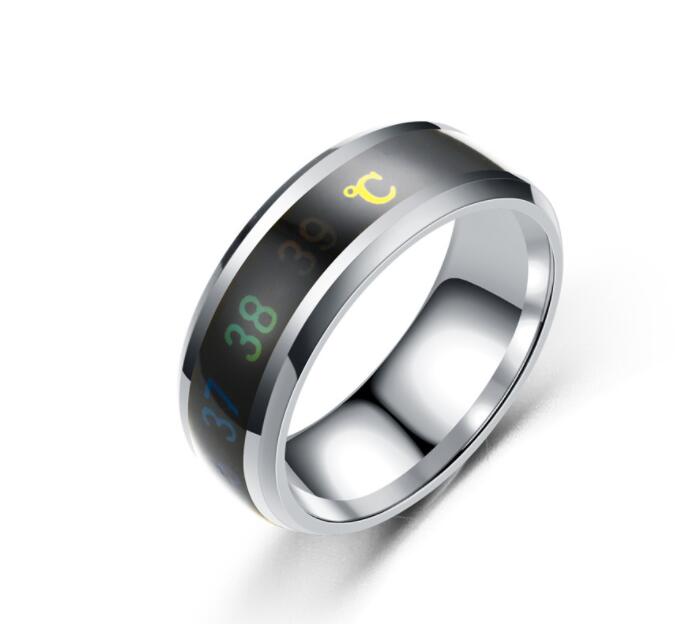 Wholesale Stainless steel rings Fashion wedding jewelry Intelligent Thermometer ring adult jewelry temperature measuring Couple rings