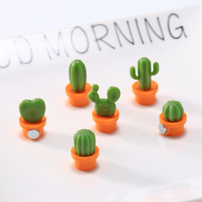 Cactus Fridge Magnets Cute Succulent Plant Magnet Button Cactus Refrigerator Message Sticker Magnet 6Pcs/Set