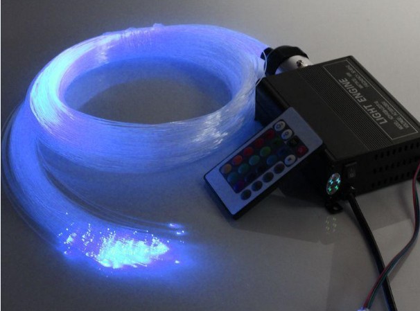 RGB colorful LED plastic Fiber Optic Star Ceiling Kit Lighting 150pcs 0.75mm 2M 16W RGBw optical fibers Lights Engine & 24key Remote D2.0