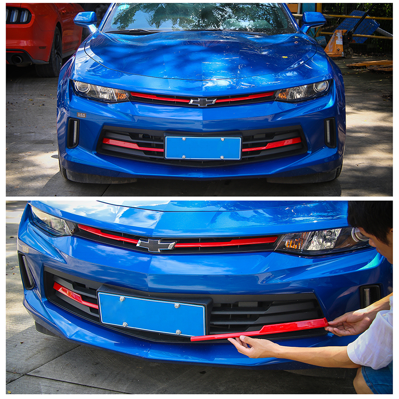 Front Grille Cover Strips Decoration Trim Exterior Accessories Stickers ABS For Chevrolet Camaro 2017 Up Car Styling
