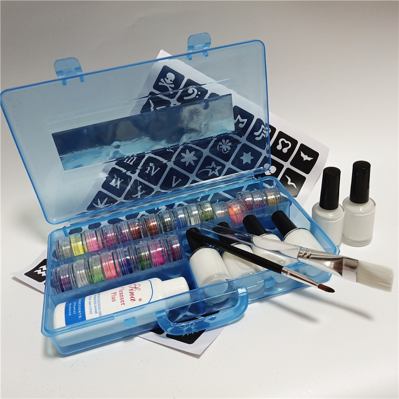 24 Colors Powder Shimmer Glitter 6 Glues 2 Brushes 1 Stencils 1 Cleansing Water For Temporary Tattoo Body Kid Face DIY Nail Art
24 Colors Powder Shimmer Glitter 6 Glues 2 Brushes 1 Stencils 1 Cleansing Water For Temporary Tattoo Body Kid Face DIY Nail Art