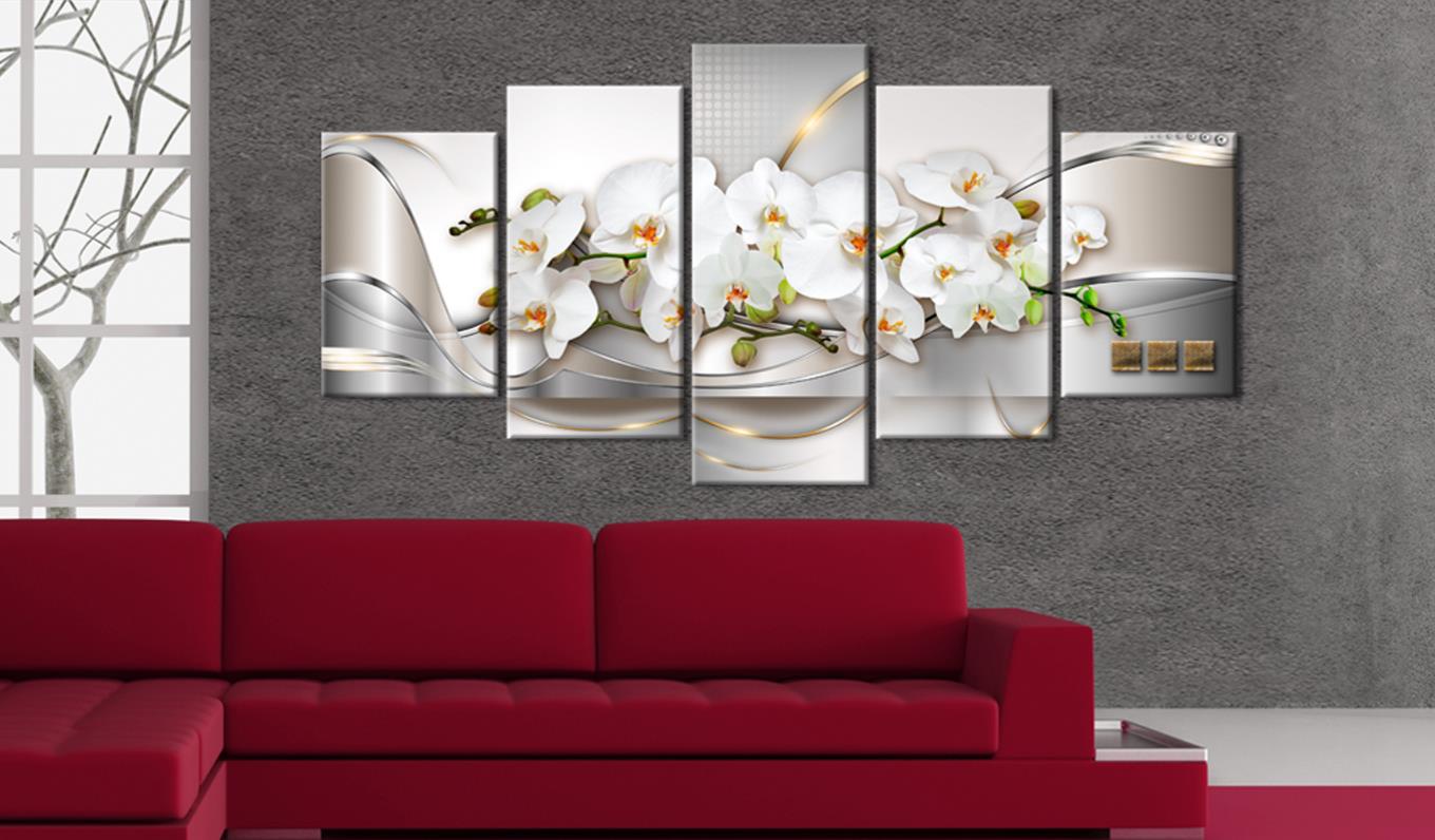 Modern Prints Orchid Flowers Oil Painting on Canvas Art Flowers Wall Pictures for Living Room and Bedroom (No Frame)