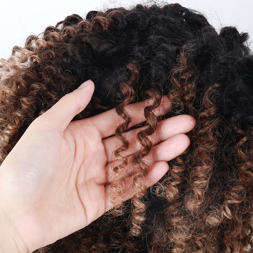 Blonde Afro Kinky Curly Wigs Colorful Ombre Lace Front Closure Wig 4x4 Short Human Hair Wigs With Baby Hair Cut Bob 1B427