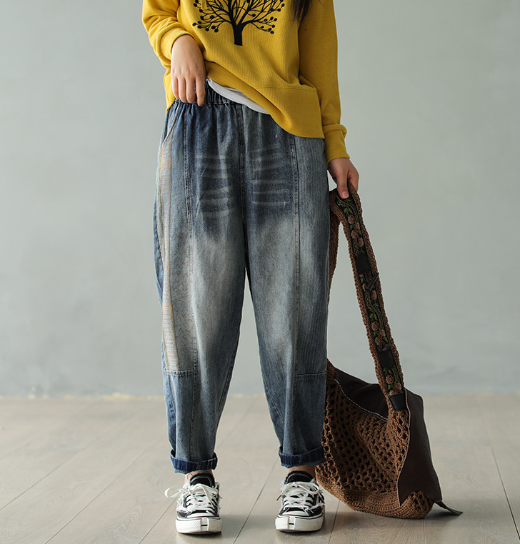 2020 Spring Jeans Retro Women Elastic Waist Loose All-match Denim Trousers Casual pocket Bleached Ladies Vintage Pants, Blue
2020 Spring Jeans Retro Women Elastic Waist Loose All-match Denim Trousers Casual pocket Bleached Ladies Vintage Pants, Blue