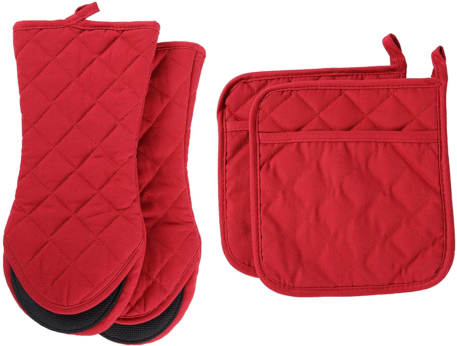 Oven Mitts and Potholders,Heat Resistant Kitchen Gloves,Cotton Lining Neoprene Non-Slip Rubber Surface 2 Mitts,2 Pot Holders for Cooking
Oven Mitts and Potholders,Heat Resistant Kitchen Gloves,Cotton Lining Neoprene Non-Slip Rubber Surface 2 Mitts,2 Pot Holders for Cooking