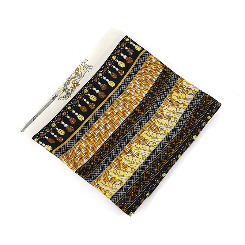 Scarf Twill 100% Silk Scarf For Women Camel Castle Print Square Scarves Hijab Kerchief For Ladies Shawls