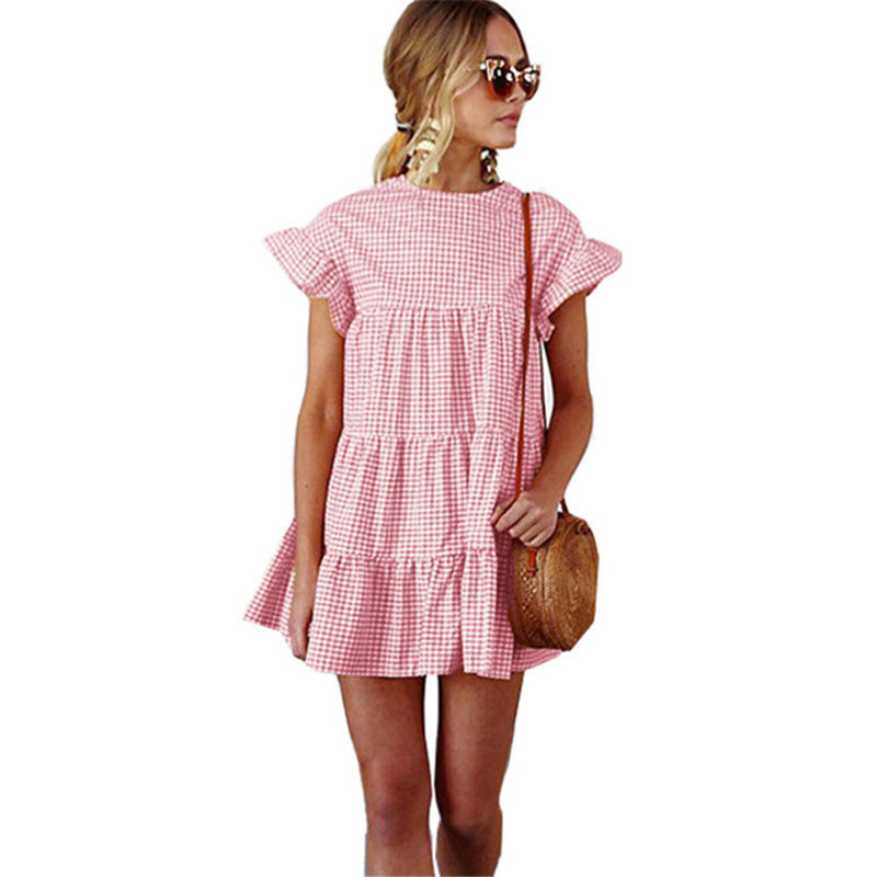 Short Summer Dress Short Sleeve Vintage Plaid Dress Women Flare Sleeve Ruffles Bohemian Beach Sundresses -XL, Blue
Short Summer Dress Short Sleeve Vintage Plaid Dress Women Flare Sleeve Ruffles Bohemian Beach Sundresses -XL, Blue