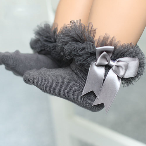 0-6T Kids Girls bow ruffle Socks Baby Tutu Yarn Lace Bow Socks Infants Children Princess Dancing socks C6116
