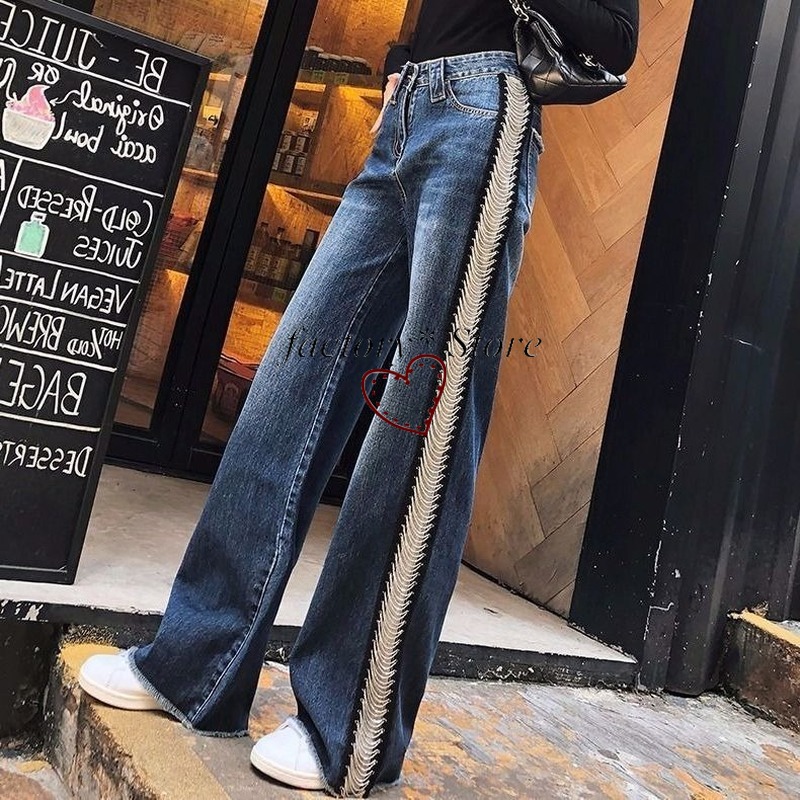 Jeans Women's Wide Leg Long Pants High Waist Autumn Loose Hong Kong-Style Student Straight Mop Pants Women's Fashion, Deep
Jeans Women's Wide Leg Long Pants High Waist Autumn Loose Hong Kong-Style Student Straight Mop Pants Women's Fashion, Deep