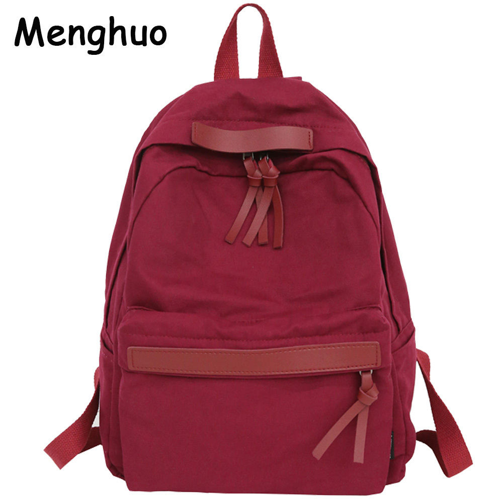 Menghuo High Quality Women Canvas Backpack Teenage Girls Leisure Backpack Bag Vintage Stylish Female School Bag Bookbag Mochilas Y18110202