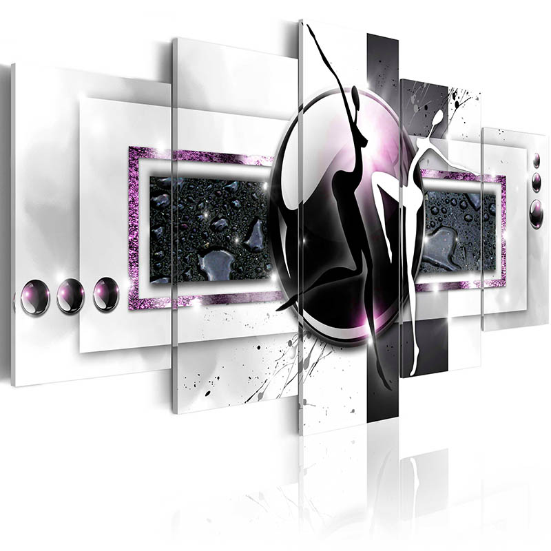 (unframed)5 Panel Canvas Art Abstract Black And White Dancer Oil Painting Room Decoration Wall Pictures For Living Room