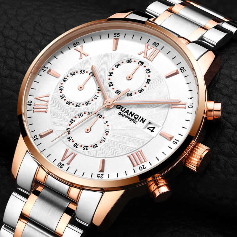 Mens Watches GUANQIN Top Brand Luxury Chronograph Clock Men Business Stainless Steel Waterproof Quartz Watch relogio masculino, Slivery;brown
Mens Watches GUANQIN Top Brand Luxury Chronograph Clock Men Business Stainless Steel Waterproof Quartz Watch relogio masculino, Slivery;brown