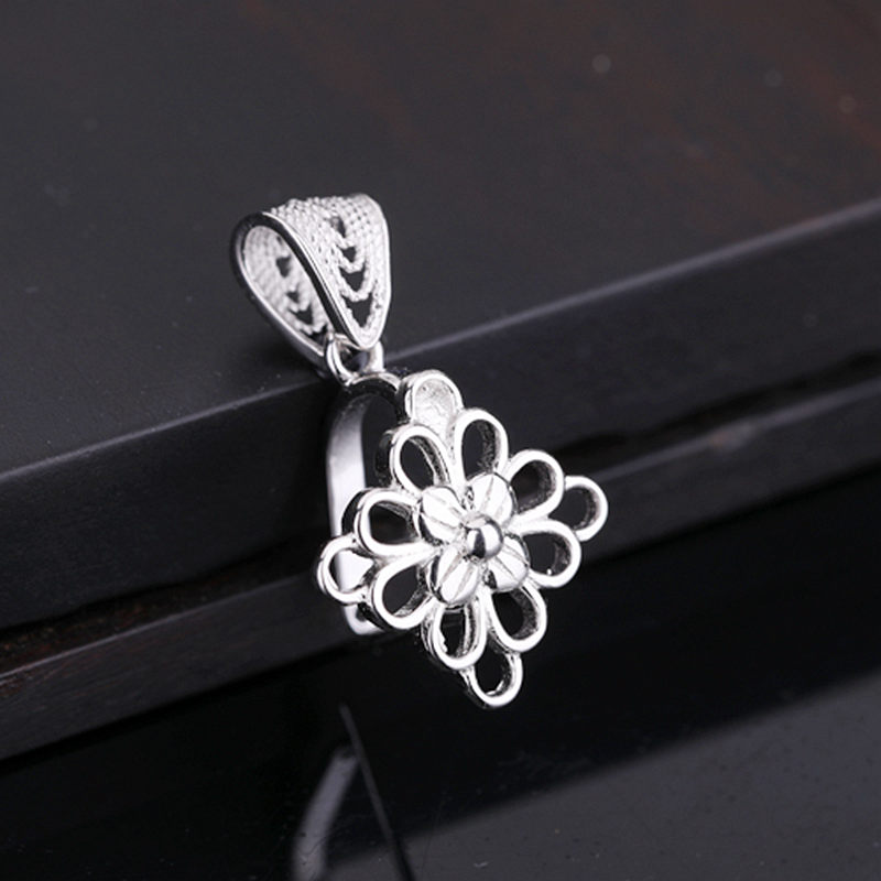 925 Sterling Silver Women Pendant Clasp Semi Mount Pendant fit Amber Turquoise Lapis Lazuli Setting