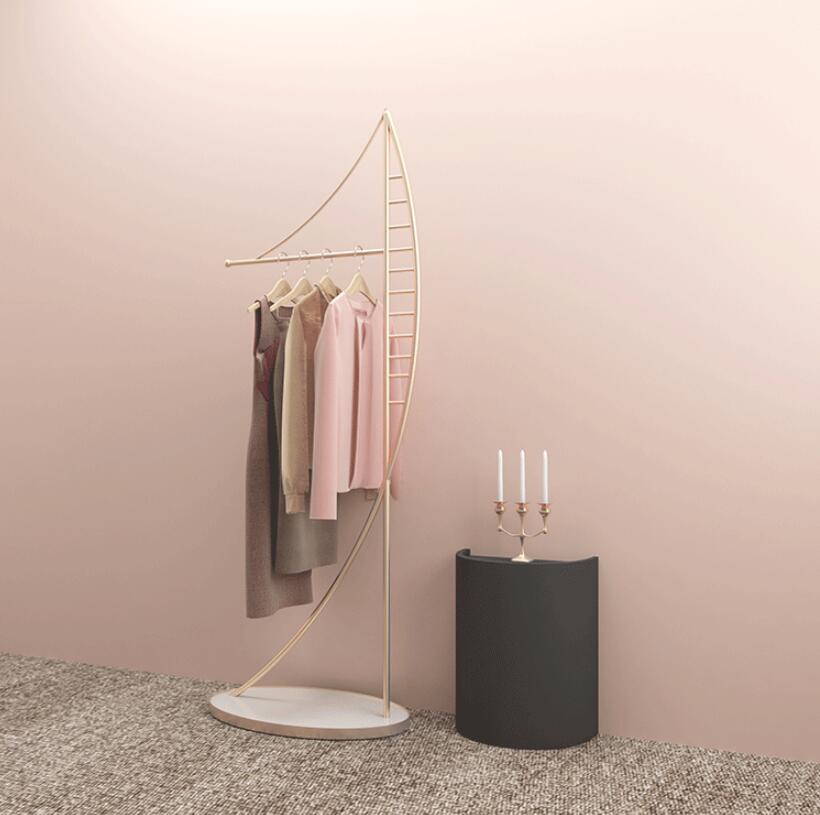 Nordic ins clothes rack Bedroom Furniture floor hanger home good-looking cloth shelf marble clothing and hat racks