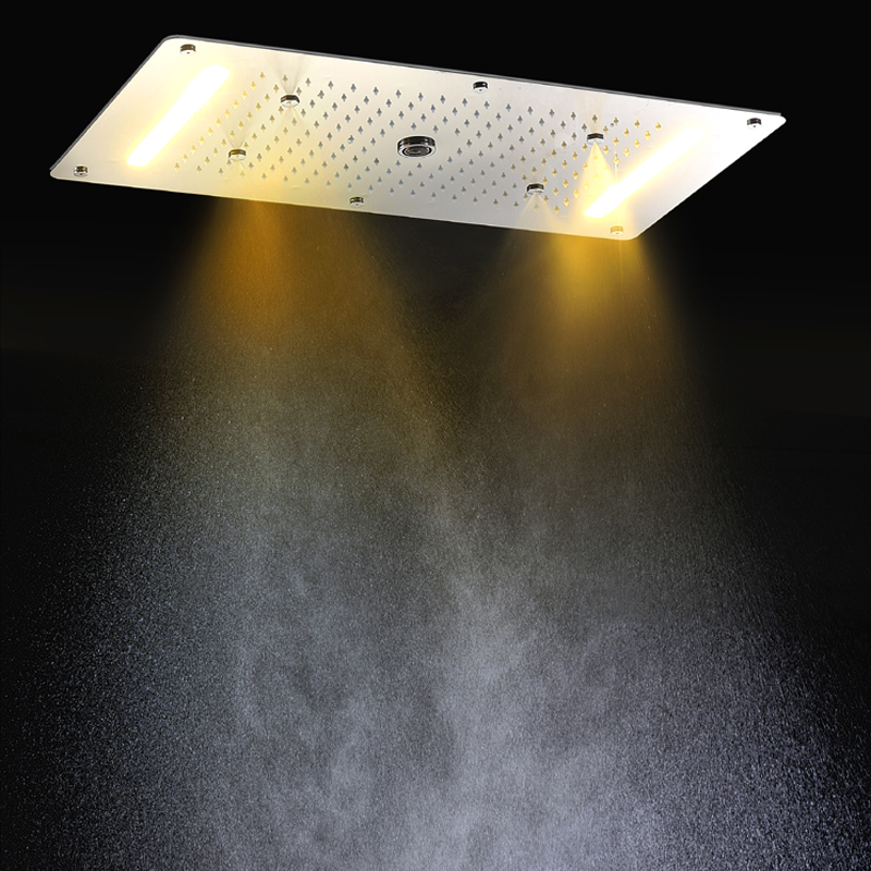 Modern LED Ceiling Shower Head Embedded Massage Rainfall Waterfall Faucets Bathroom Accessories Big Bath Panel 700*380mm