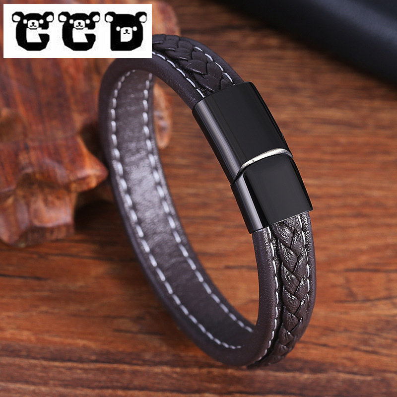 Fashion Men Bracelets Black/Brown Color Leather Bracelets & Bangles for Men Jewelry Stainless Steel Magnetic Buckle Punk Gift
Fashion Men Bracelets Black/Brown Color Leather Bracelets & Bangles for Men Jewelry Stainless Steel Magnetic Buckle Punk Gift