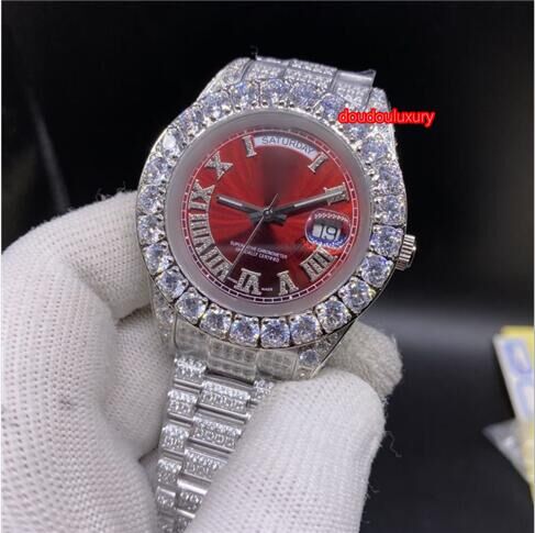 Silver Diamond Men's Watch Prong Set Diamond Bezel Roman Diamond Scale Fashion Hot Sale Watch Top Boutique Automatic Watch, Red face
Silver Diamond Men's Watch Prong Set Diamond Bezel Roman Diamond Scale Fashion Hot Sale Watch Top Boutique Automatic Watch, Red face
