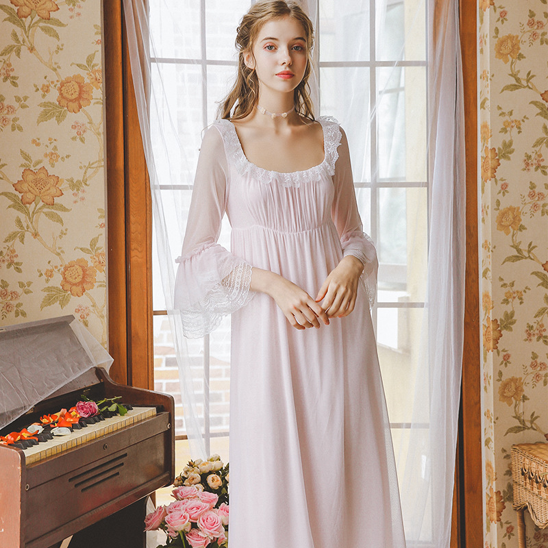 Fall/winter New Pure Cotton Long Sleeve Nightgown Women' Beautiful Fresh and Romantic Nightgown Lace Conjoined Lace Princess, Pink
Fall/winter New Pure Cotton Long Sleeve Nightgown Women' Beautiful Fresh and Romantic Nightgown Lace Conjoined Lace Princess, Pink