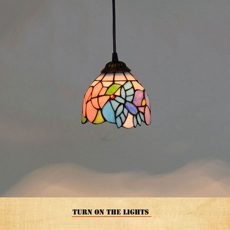American retro idyllic bird colored glass chandelier creative Tiffany stained glass personality decoration bar small chandelier TF058