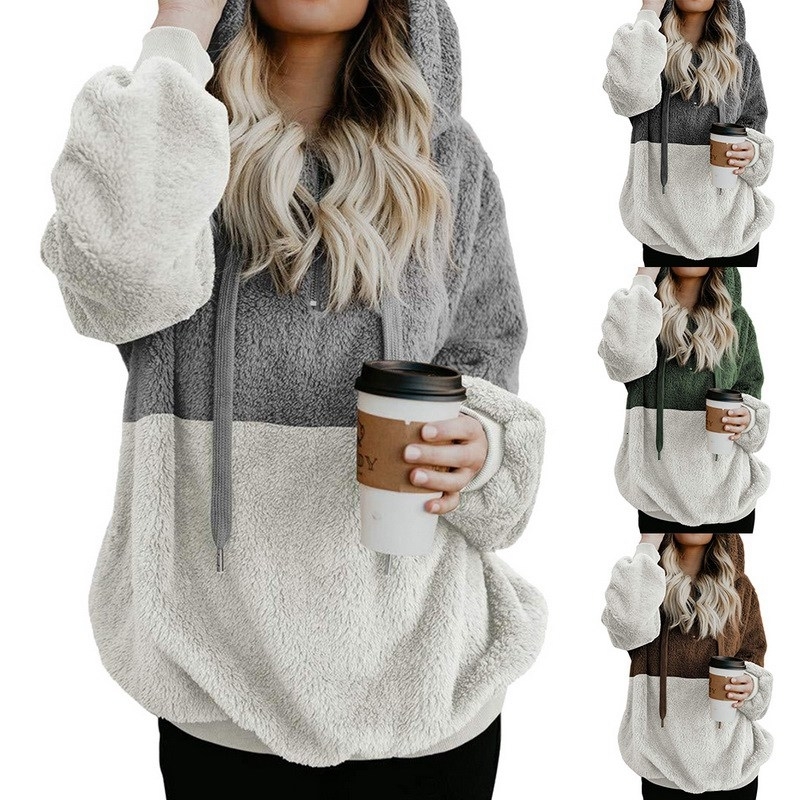 OEAK Women Fluffy Fur Hoodie Girl Winter Loose Hooded Jacket Warm Outwear Coat Cute Sweatshirt Plus size 5XL 2018 New Fashion V191129