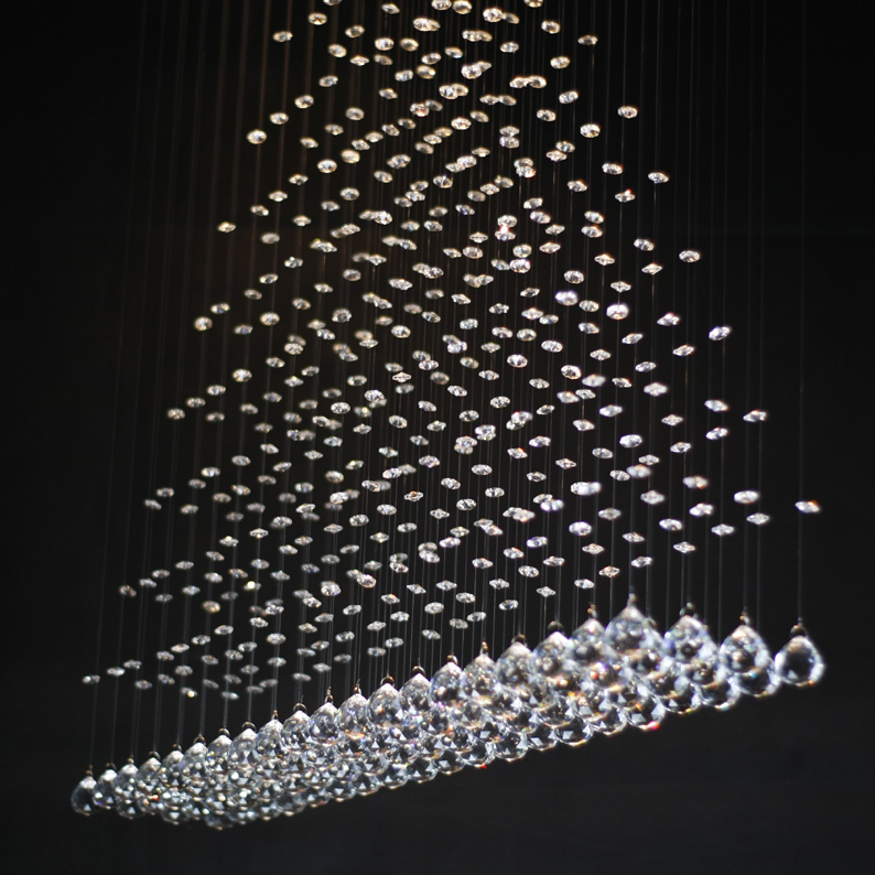 Halbinsel crystal chandelier crystal lamp Steel wire hanging sitting room Stainless steel 39 inches in length 43inches height