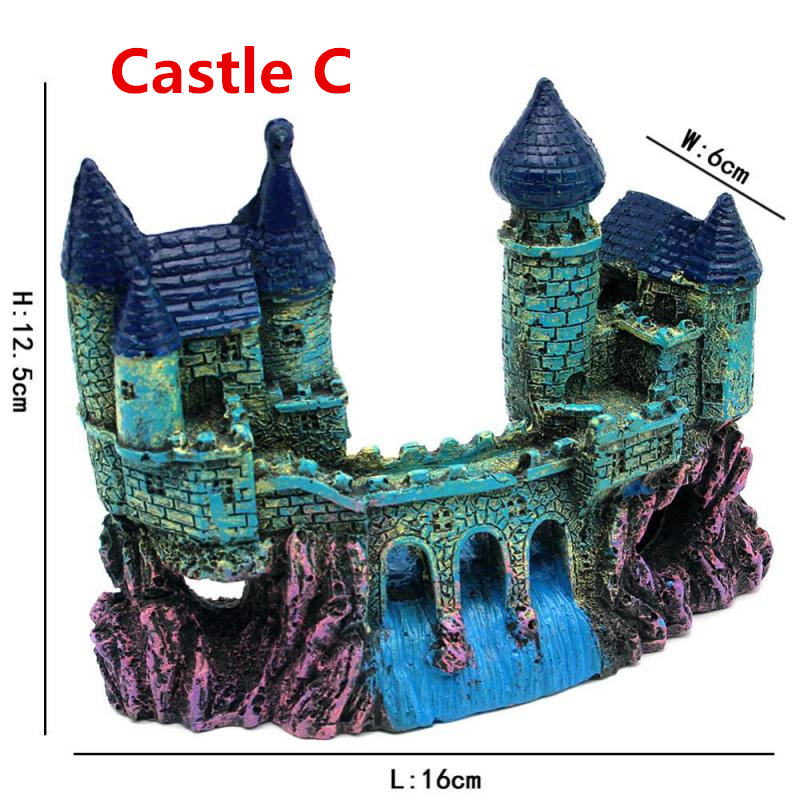 Artificial Aquarium Castle Decoration Ancient Tower Ornament Fish Tank Rock Cave For Fish Shrimp Hiding Decorative Marbles