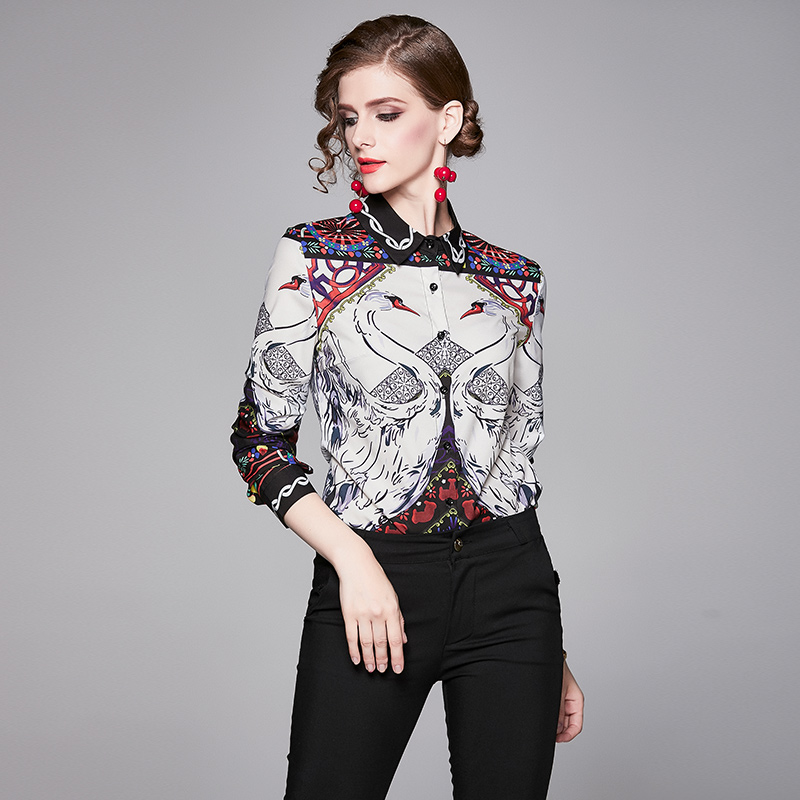2020 Printed Casual Button Shirts Women Fashion Long Sleeve Lapel Neck Ladies Runway Shirt Blouses Elegant Office Slim Designer Shirts Tops, White
2020 Printed Casual Button Shirts Women Fashion Long Sleeve Lapel Neck Ladies Runway Shirt Blouses Elegant Office Slim Designer Shirts Tops, White