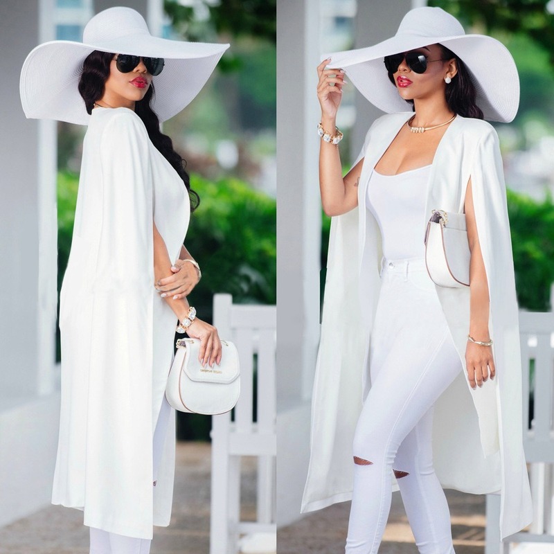 Women Cloak Cape Long Blazer Coat Fashion Black White Personality Notched Neck Lapel Split Jacket Suits Workwear Blazer Feminino
Women Cloak Cape Long Blazer Coat Fashion Black White Personality Notched Neck Lapel Split Jacket Suits Workwear Blazer Feminino