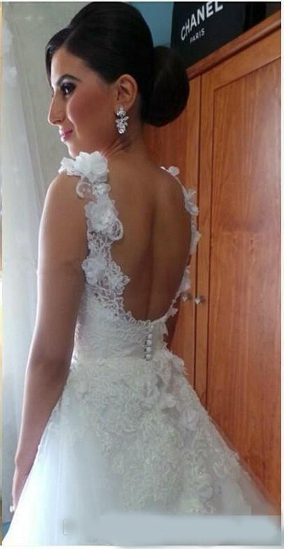 2020 Mermaid Wedding Dresses Lace Applique Sequins Flowers Backless Straps Sweep Train Tulle Custom Made Wedding Gown vestido de novia