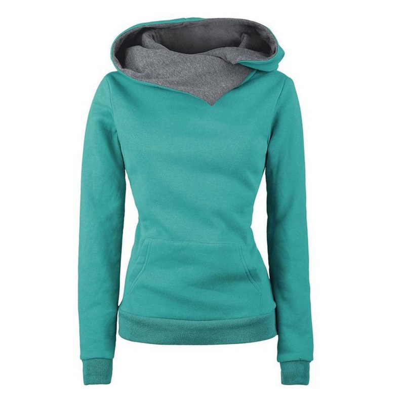 Fashion-Newest women hoodies high collar long sleeve Fleece Tops with pocket Hot Selling Colorful pluse size warmly ladies hooded tops
