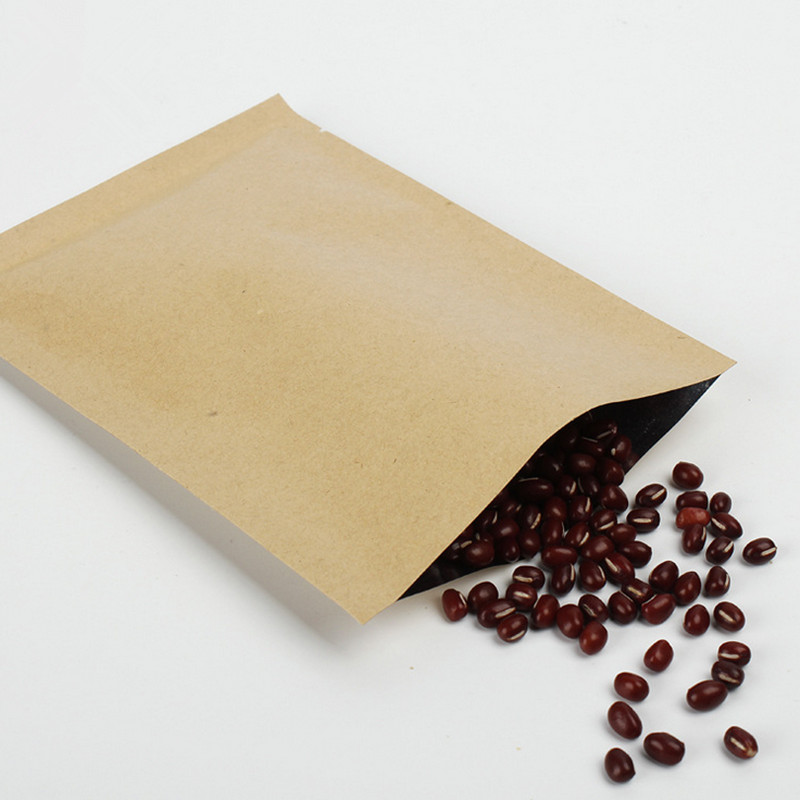 100pcs Kraft Paper Open Top Vacuum Packaging Bag Thick Barrier Candy Snack Salt Ground Coffee Powder Meat Tea Heat Sealing Gift Storage Pouches