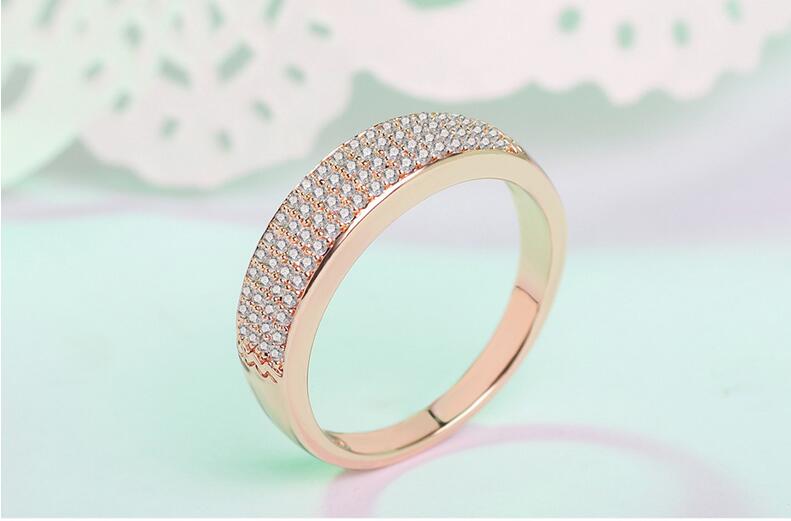 Sterg CZ Dia Wedding Band - Sier & Rose Gold Promise Ring