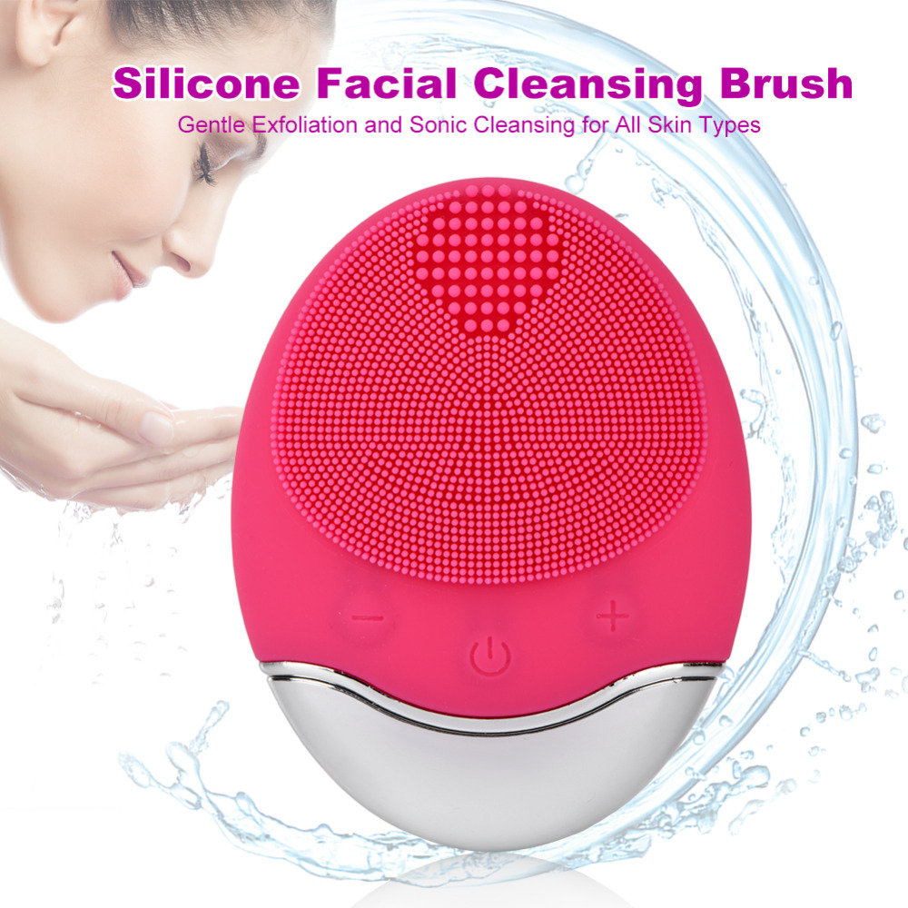Skin Cleaning Silicone Facial Cleansing Brush With Gentle Exfoliation Electric Pad Waterproof Rotating Cleanse