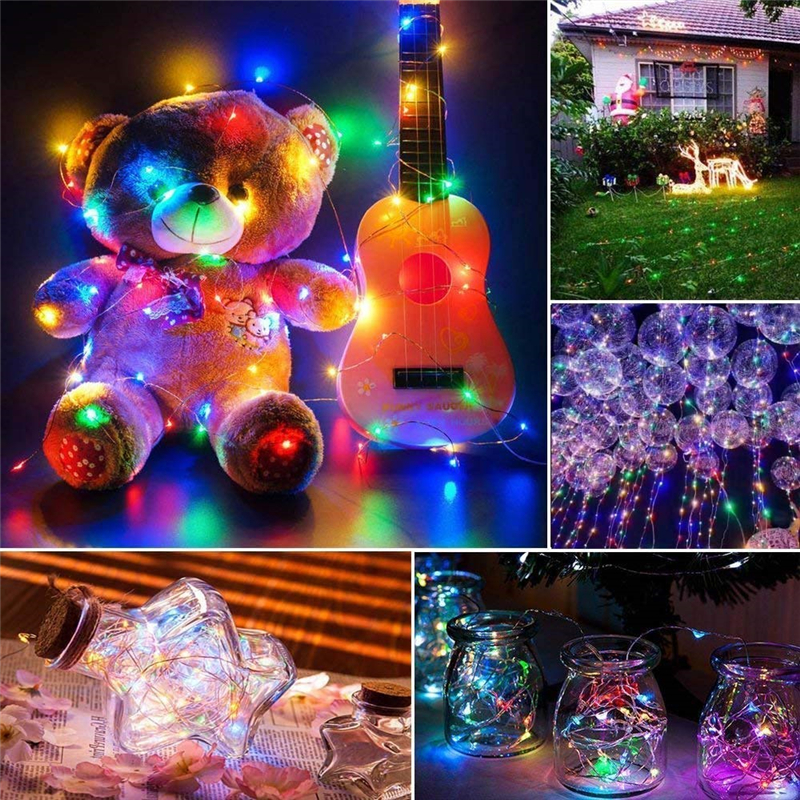 Solar String Lights Outdoor LED Fairy Copper Wire Lights 150/200LEDs RGB 8 Modes Twinkle Lighting for Home Xmas Holiday Party