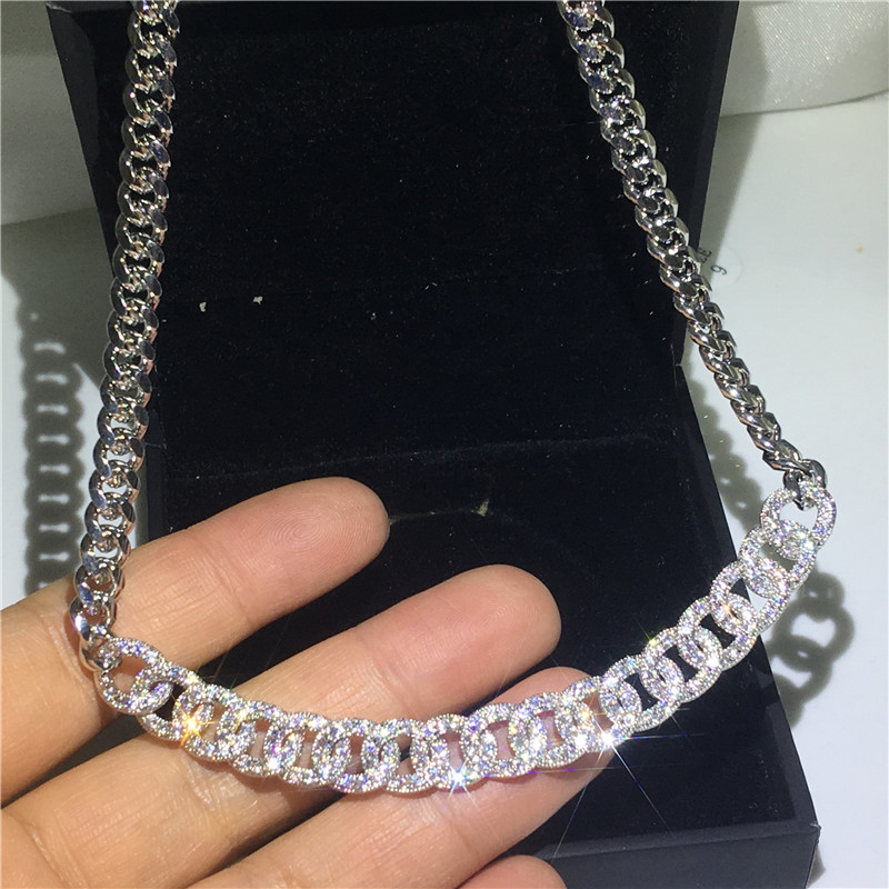 Fashion HipHOP necklace White Gold Filled Micro pave Diamond Party wedding Pendants for women Men Rock Jewelry 45cm