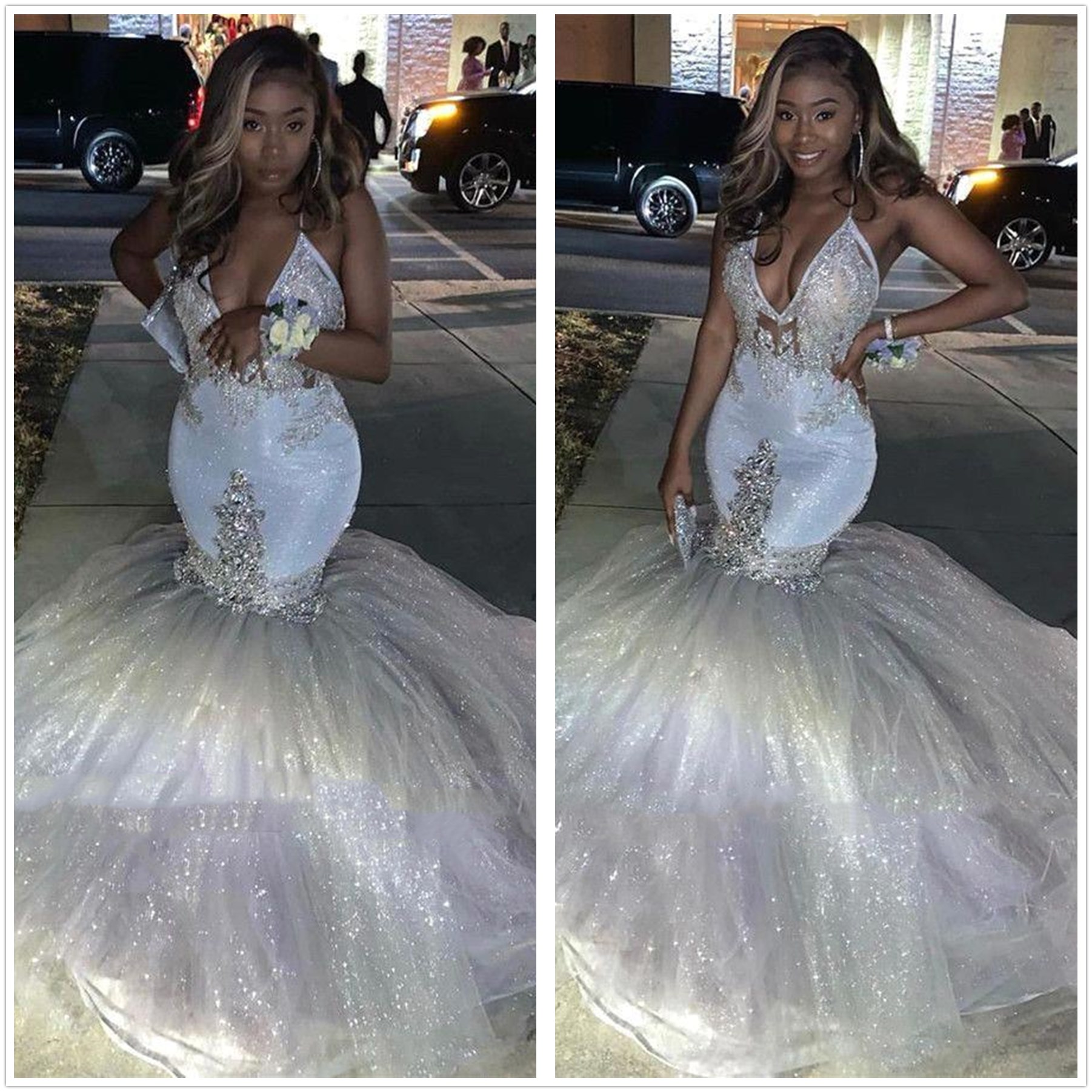 Glitter Silver Sexy V-Neck Mermaid Prom Dresses 2020 Spaghetti Straps African Long Formal Evening Gowns Graduation Party Dresses BC3420, Royal blue
Glitter Silver Sexy V-Neck Mermaid Prom Dresses 2020 Spaghetti Straps African Long Formal Evening Gowns Graduation Party Dresses BC3420, Royal blue