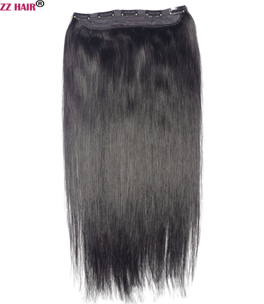 100% Brazilian Remy Human hair Extension 16-28 inches 1pcs set with 5clips in 80g-200 Clips in/on Natural Straight