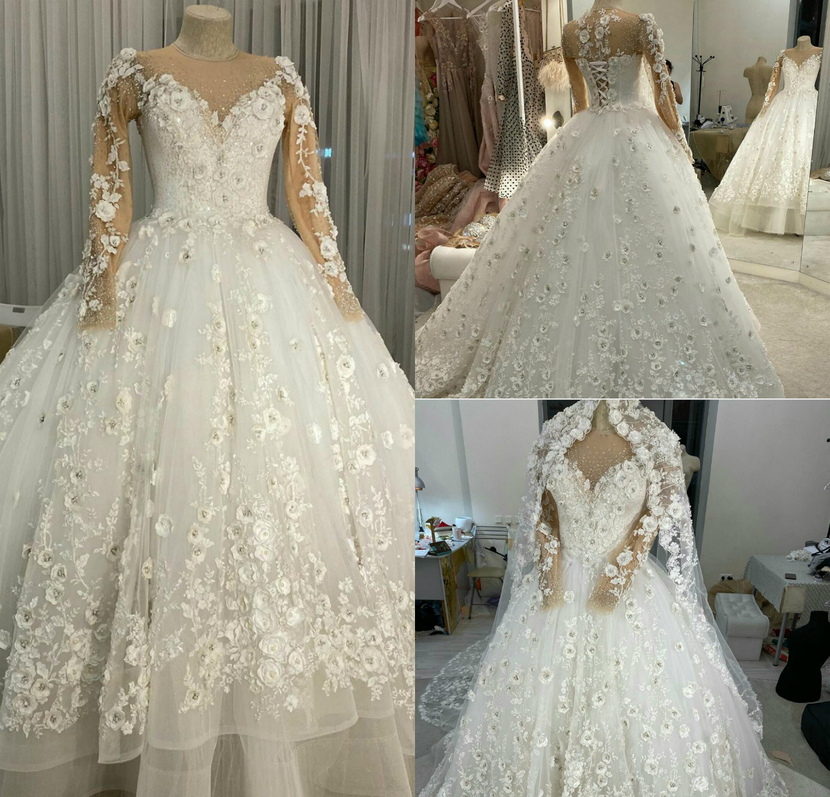 Real Image Luxury Wedding Dresses Long Sleeves 2020 Jewel Neck Lace 3D Floral Appliques Bridal Gowns Sweep Train A Line Beach Wedding Dress, Nude
Real Image Luxury Wedding Dresses Long Sleeves 2020 Jewel Neck Lace 3D Floral Appliques Bridal Gowns Sweep Train A Line Beach Wedding Dress, Nude